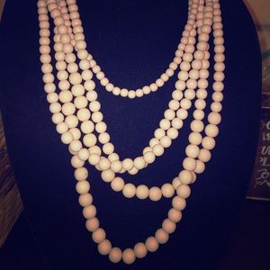 Pale pink matted beaded multi strand necklace